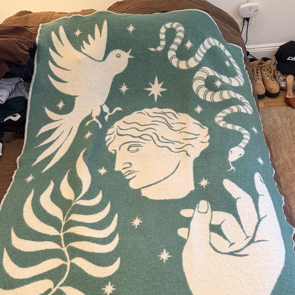 Green and Cream Throw Blanket